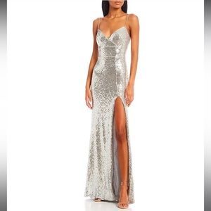 gorgeous sequin silver sparkling gown, worn once from B Darlin
